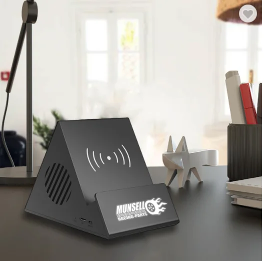 JCX/Promotional Led Logo Mobile stand wireless speaker wireless charger