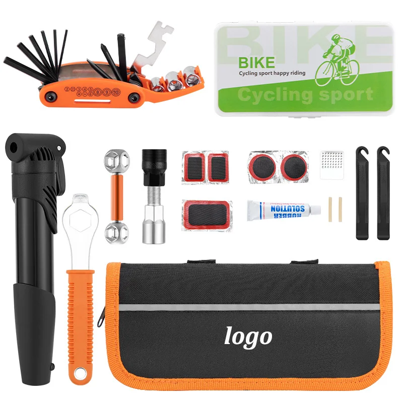 Bicycle Repair kit With Tire Pump Portable cycle Tool Kit Bike Repair Safety Emergency All in One kit For Camping travel