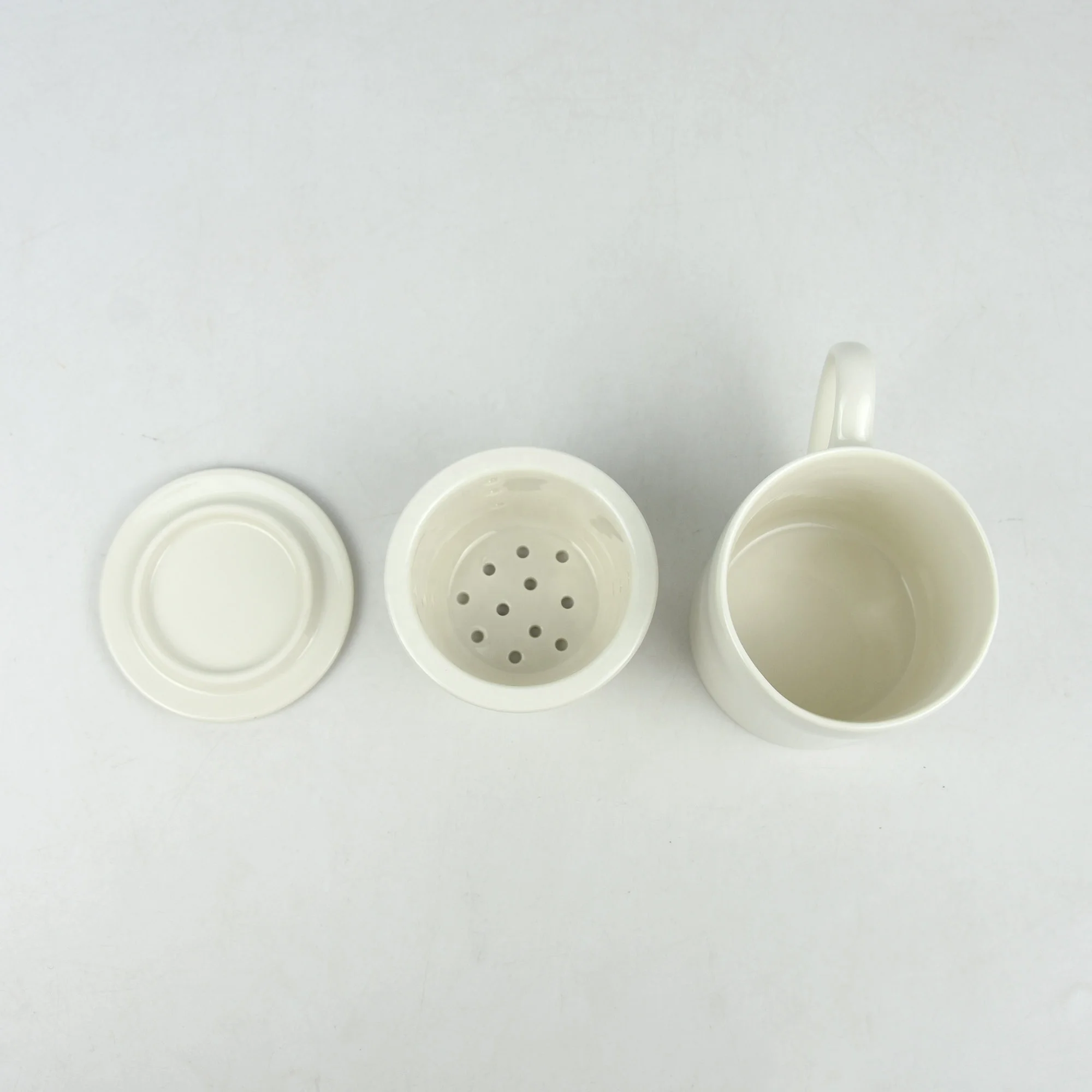 3Pcs solid color tea set high quality porcelain ceramic mug with tea strainer and lid food safe wholesale for hotel home market