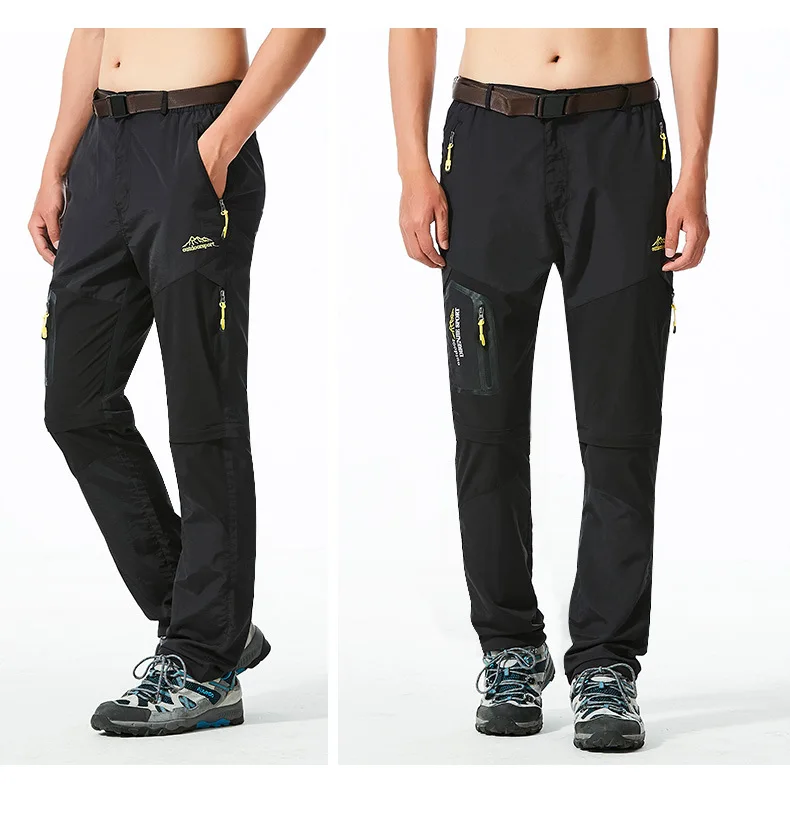 Nylon Spandex Quick Dry Stretchy Hiking Camping Pants Lightweight Breathable Patchwork Detachable Leg Outdoor Trekking Pants