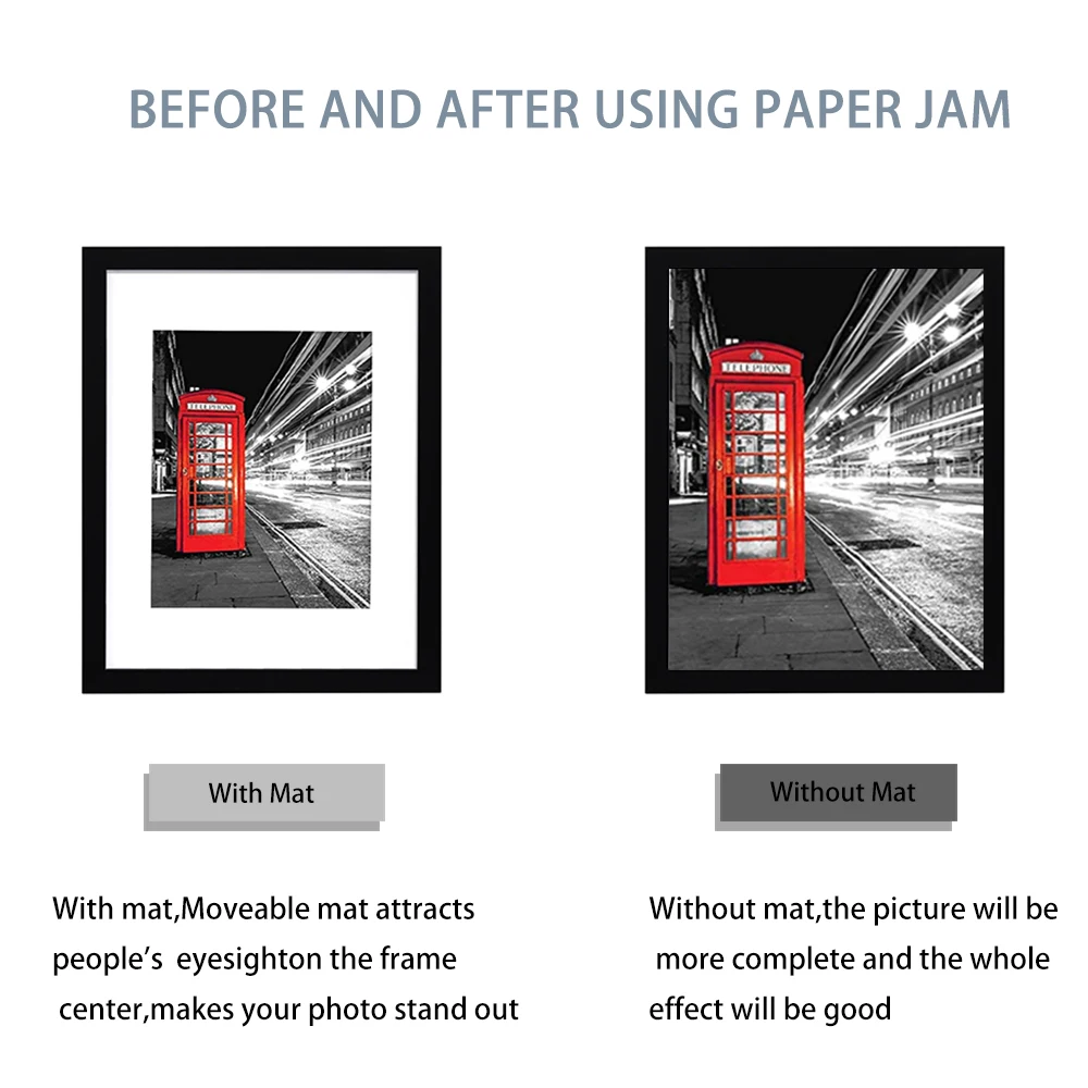 wood 11x14 Black Picture Frame - Made to Display Pictures 8x10 with Mat or 11x14 Without Mat