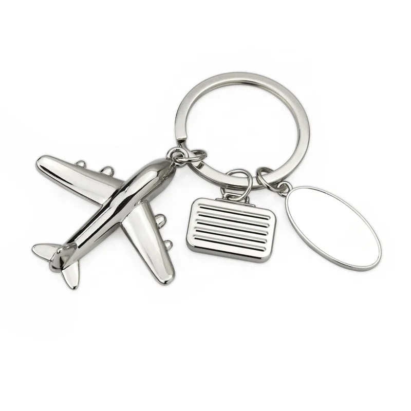 High Quality 3D Sliver J-10 Airplane Model Keychain Airline Company Advertising Souvenir Key Ring