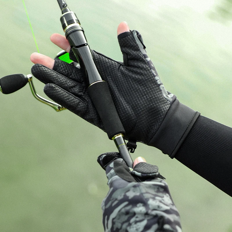 GOLOVEJOY DB68 Breathable Upf 50+ Uv Protection Sun Fingerless Fish Scale Gloves Cycling Antislip Fishing Gloves