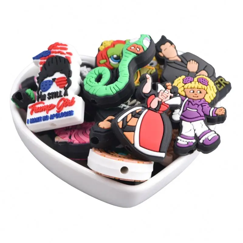 hot selling DIY beaded pen custom pvc cartoon focal charms pen topper for decoration