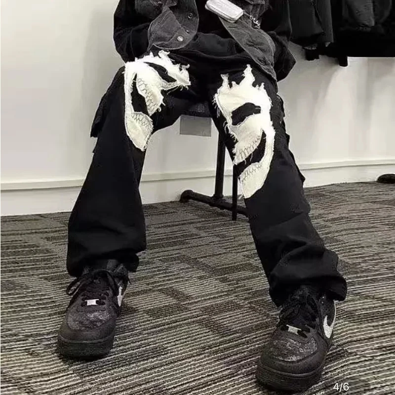 XINBO Pockets Cargo Pants Elastic Waist Overalls Loose Hip Hop Trousers Wholesale Custom Logo  Streetwear Pants Men For Unisex