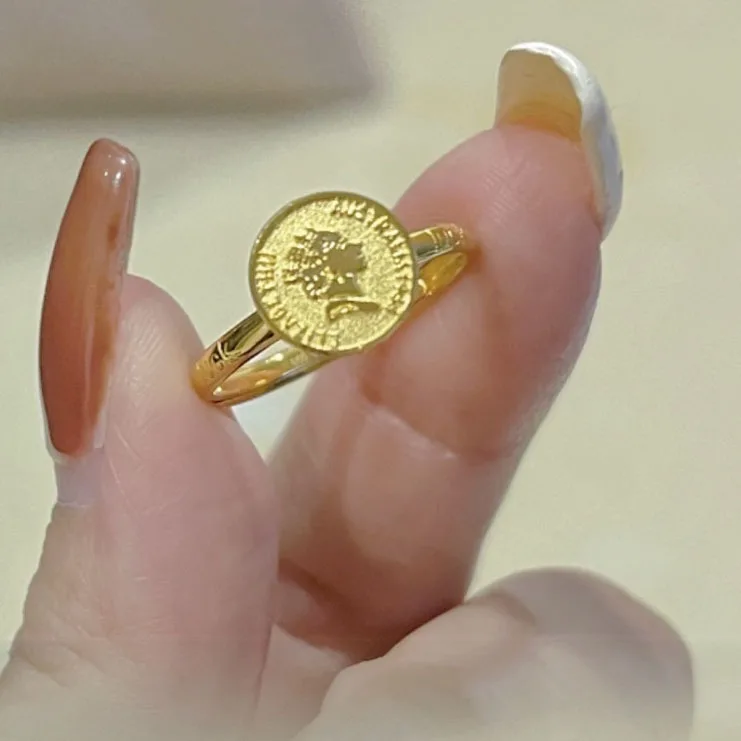 Luxury Fashion Pure 24K Gold Rings Women Ladies Female Bridal Engagement Wedding Ring Jewelry