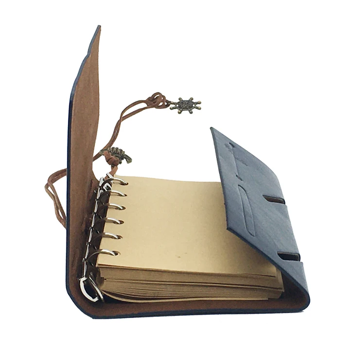 Personlized logo blank kraft paper PU lether cover Vintage notepad notebook