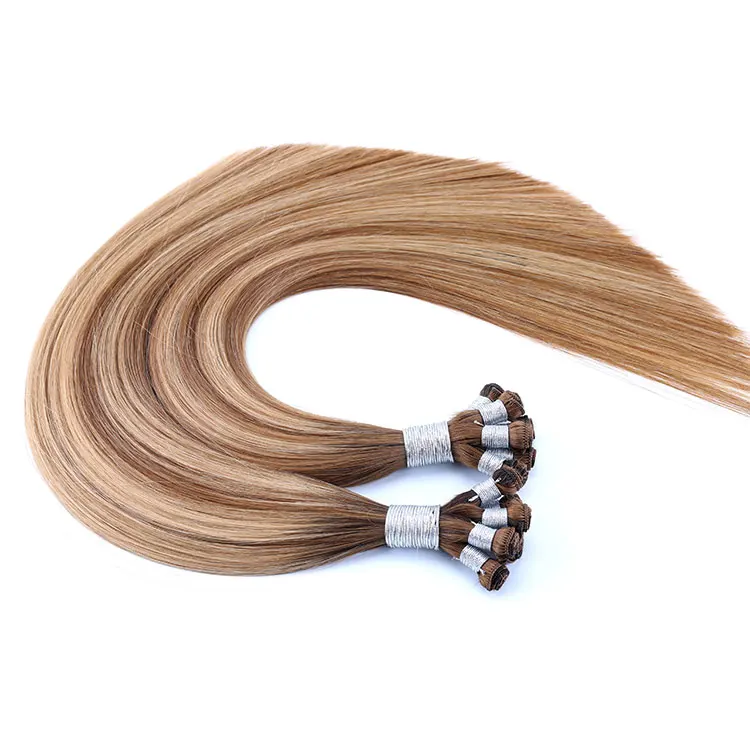 
Factory Direct Grade12A Russian Human Hair HandTied Weft Hair Extensions, Double Drawn Hand Tied Wefts 