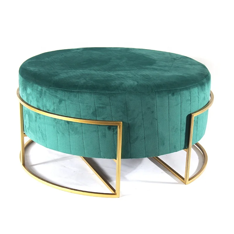 
Wholesale New Style Velvet Surface Living Room and Bed Room Restaurant Modern Bar Round Stool Ottoman 