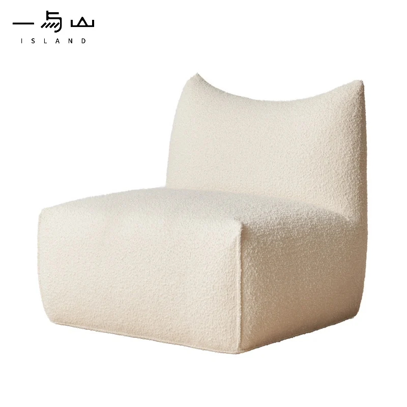 2021 Designer Teddy Velvet Solid Wood Frame White Armless Recliner Living Room Bedroom Lounge Chair