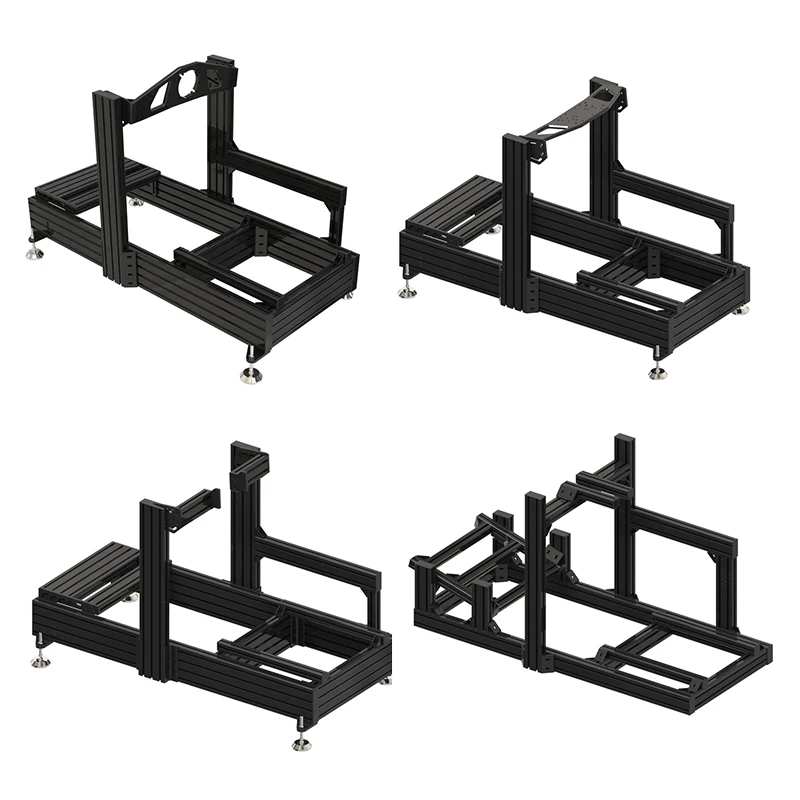 China Factory Wholesale newly design large stock aluminum black color anodized t slot complete sim racing rig