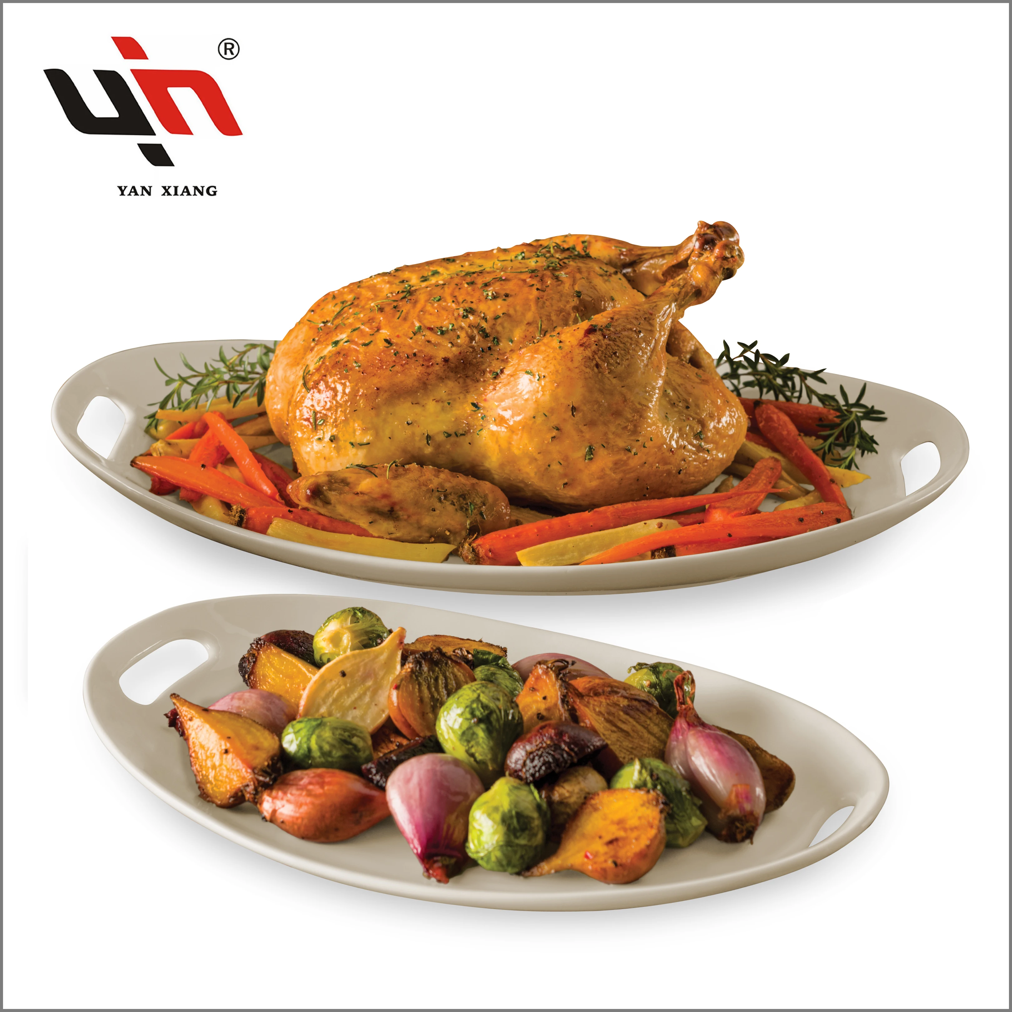 Custom Printed Porcelain Oval Plate Ceramic Buffet Dish Serving Dishes Platters Set For Catering Restaurant