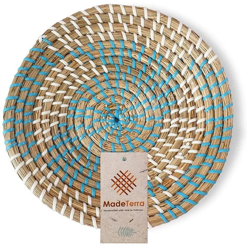 Handmade Seagrass hanging woven wall basket rattan wall decor for Housewarming Gift