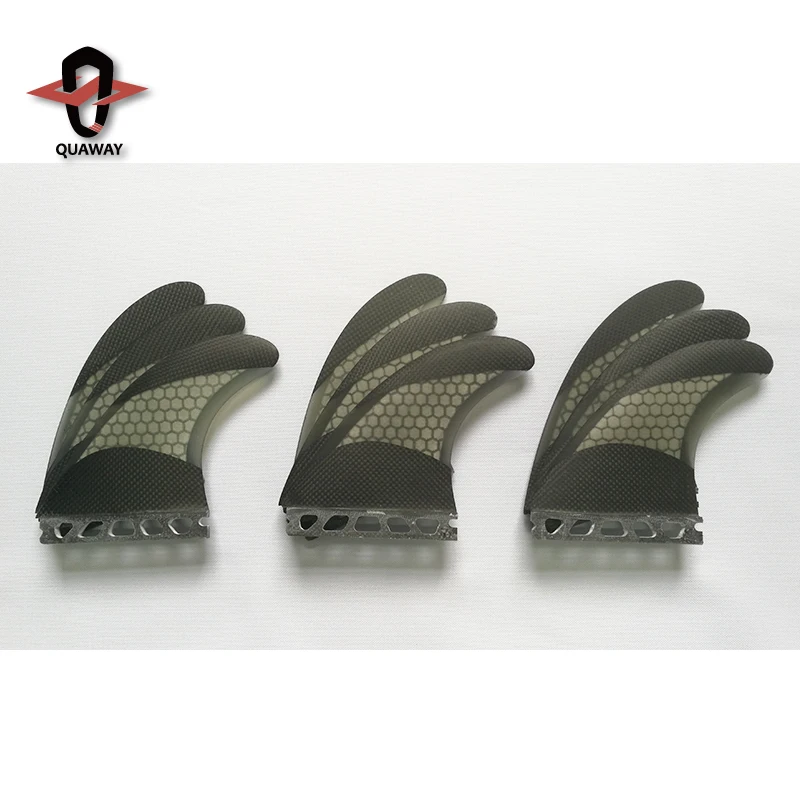 Waterplay Surfing Honeycomb Dual Tab Surfboard Fins Carbon Single Tab Surf Fins Fiberglass Thruster Tri Fin Set