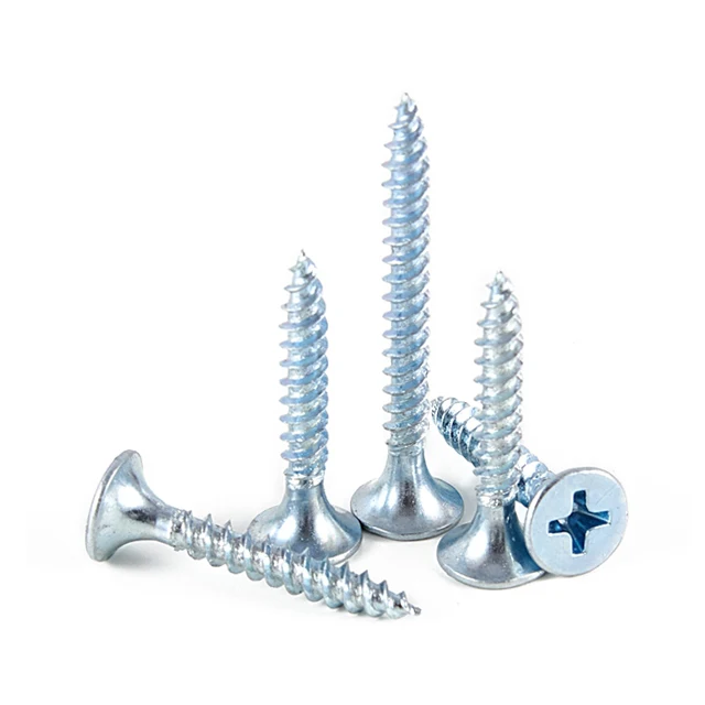 Wholesale price yellow zinc csk chipboard screws carbon steel galvanized countersunk cross head chipboard screws