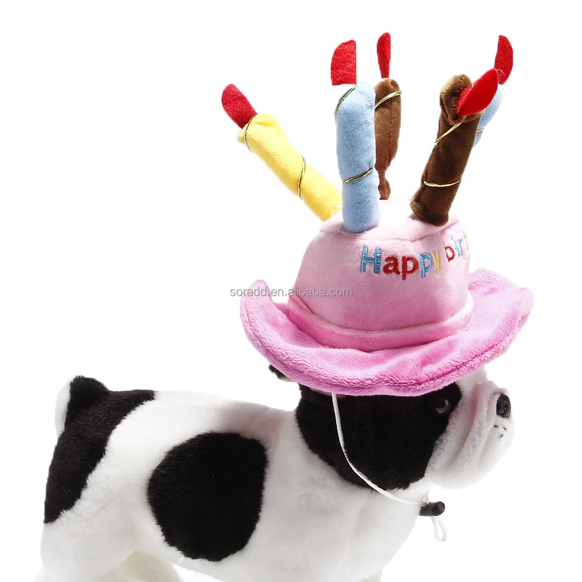Cute Adorable Dog Cat Birthday Cake Hat Pet Cap Headwear Hat with 5 Color Candles Design Party Custom Accessory