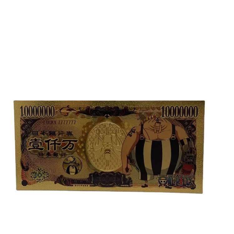Hot Sale Anime ONE PIECE Gold Foil Money Ten Million Yen Banknote For Gift