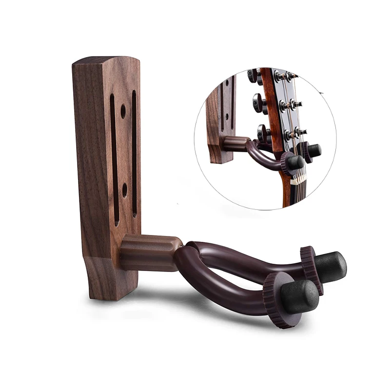 Reusable 2 pack wooden wall mount guitar hanger for home studio wall