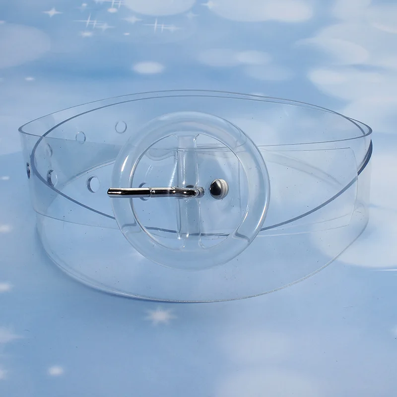 Designer High Quality New Fashion Transparent Woman Round Stitch Deduction Jeans Shirt Coat Hip-hop Accessories Belt