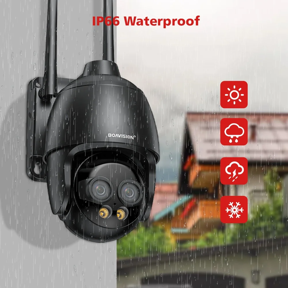 Camhi PTZ Security Camera WIFI 4G 8MP HD IP Camera Waterproof 2.8mm-8mm Dual Lens with Color nightvision Motion Detection Alarm