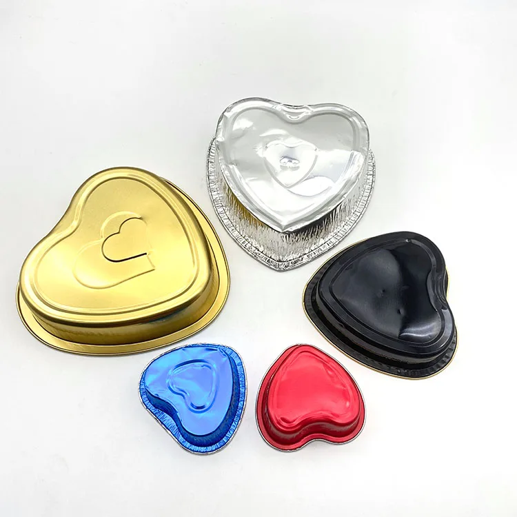 China manufacturer smoothwall roasting bakeware 225ml catering bakery dessert cupcake aluminum foil heart shaped cake baking pan