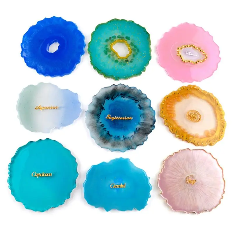 DIY Creative Resin Mold,Resin Silicon Mold Epoxy With 9 Large Size Irregular Patterns,Silicone Resin Mold For Making Coaster
