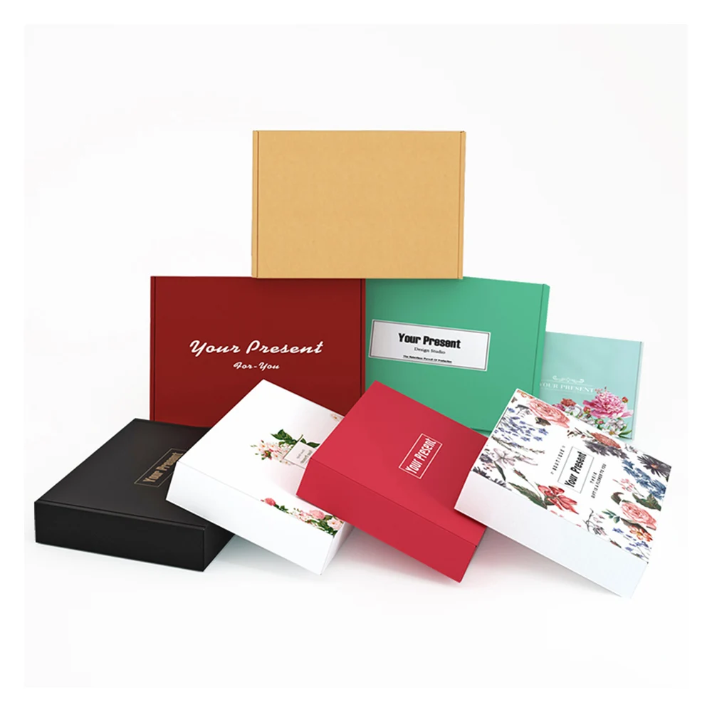custom corrugated shipping mailers printing boxes logo packaging postal white printed with ribbon mailer box