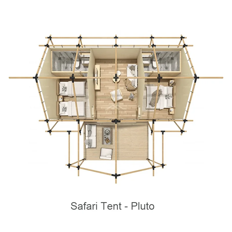 Pluto - Safari Tent African Luxury Tents Hotel Resort Glamping With Bathroom For Family
