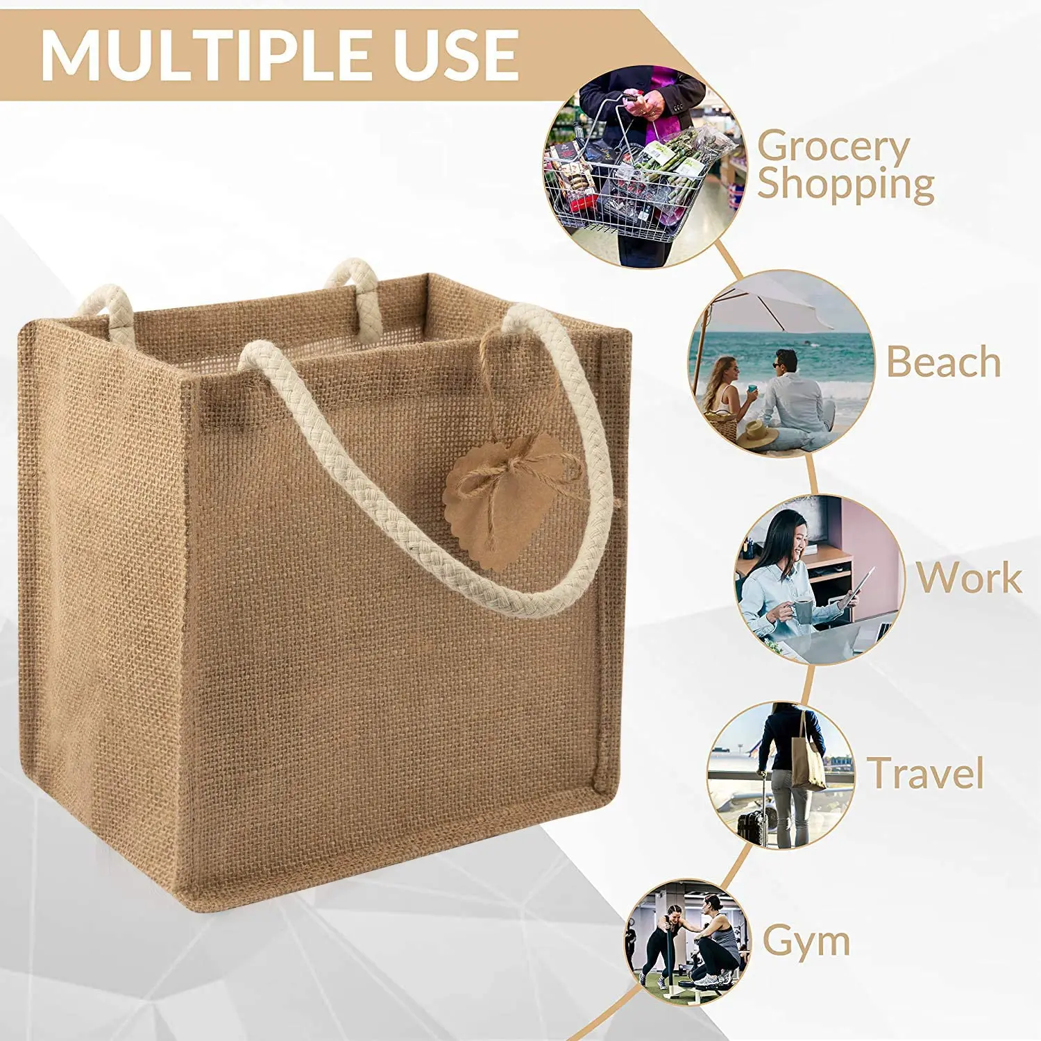 Customized environment friendly jute linen handbag beach bag shopping foldable bag jute bags wholesale