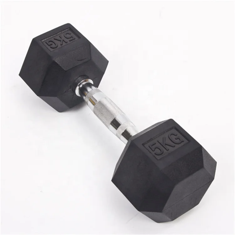 Custom Gym Equipment Black LB Rubber Coated Hex Dumbbell For Power Training