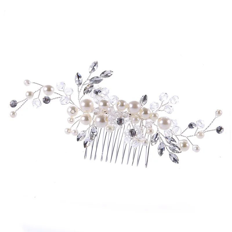 Handmade elegant wedding hair accessories bridal hair comb made by pearls and crystals