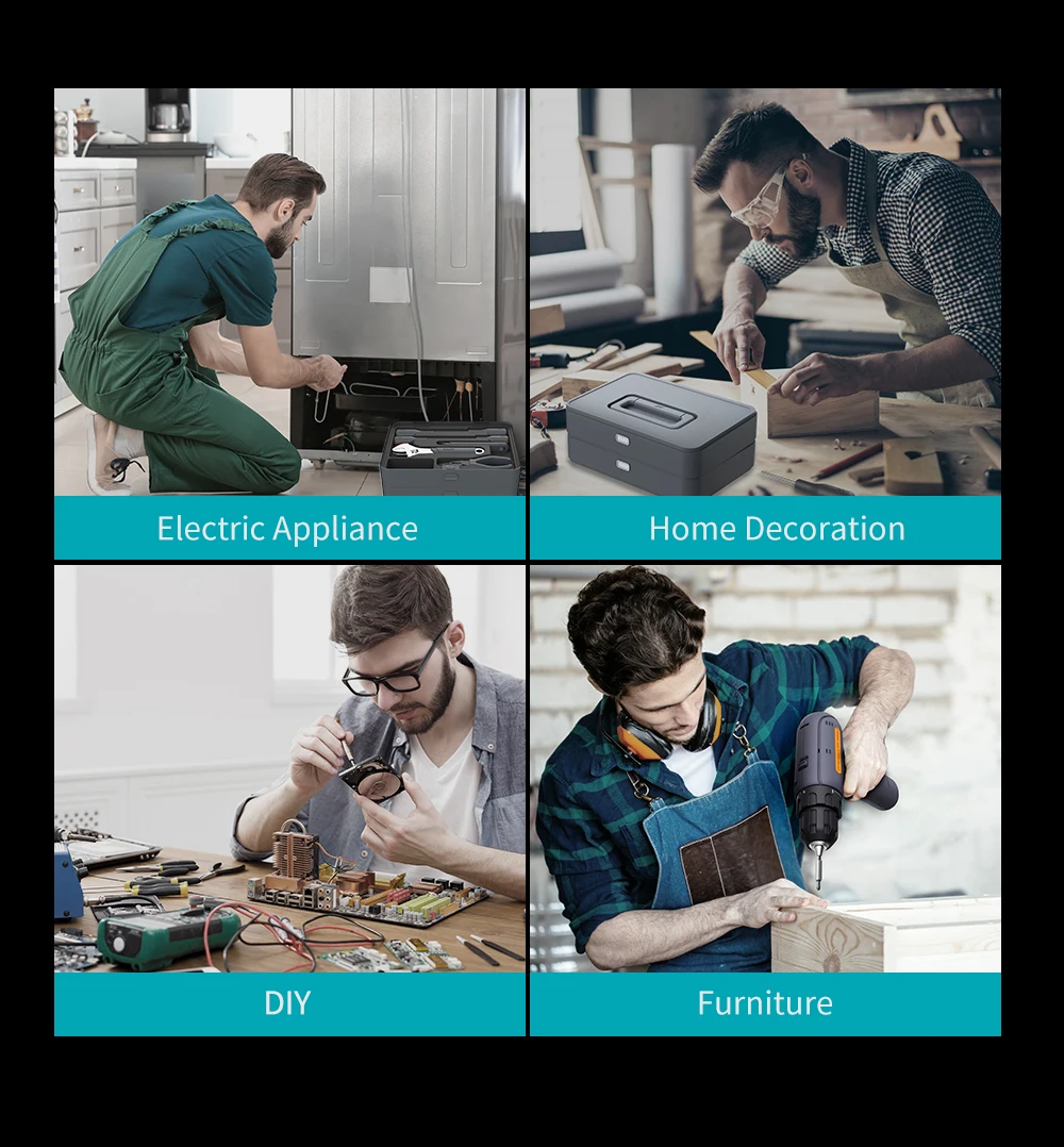 JIMIBOX X3-ABC Cordless Set Hand Tool Set For House Repairing Tools Box Set Mechanic