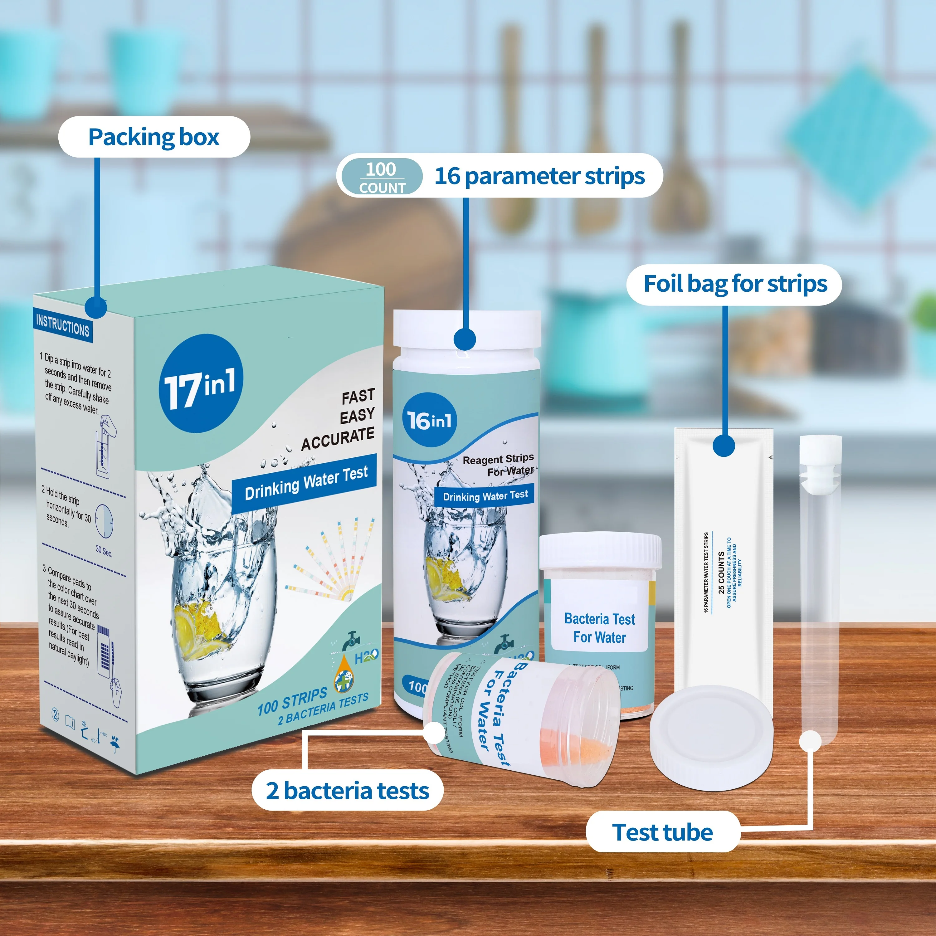 Набор для быстрого тестирования качества воды, тест для мг, цинка, e-coli (кишечной палочки) и более 17 в 1, тест на питьевую воду