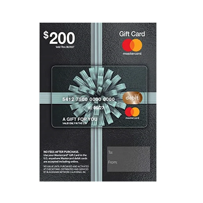 Карта электронной карты Mastercard (Доставка по почте) $200