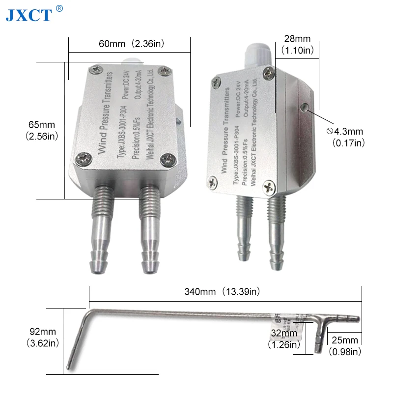 Pitot Tube Flow Rate Transmitter High Precision Micro Differential Pressure Transmitter