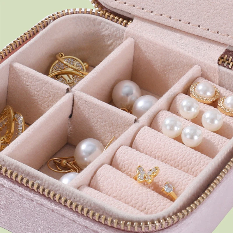 Compact And Stylish Velvet Jewelry Case For Safe And Organized Storage Travel Jewelry Box