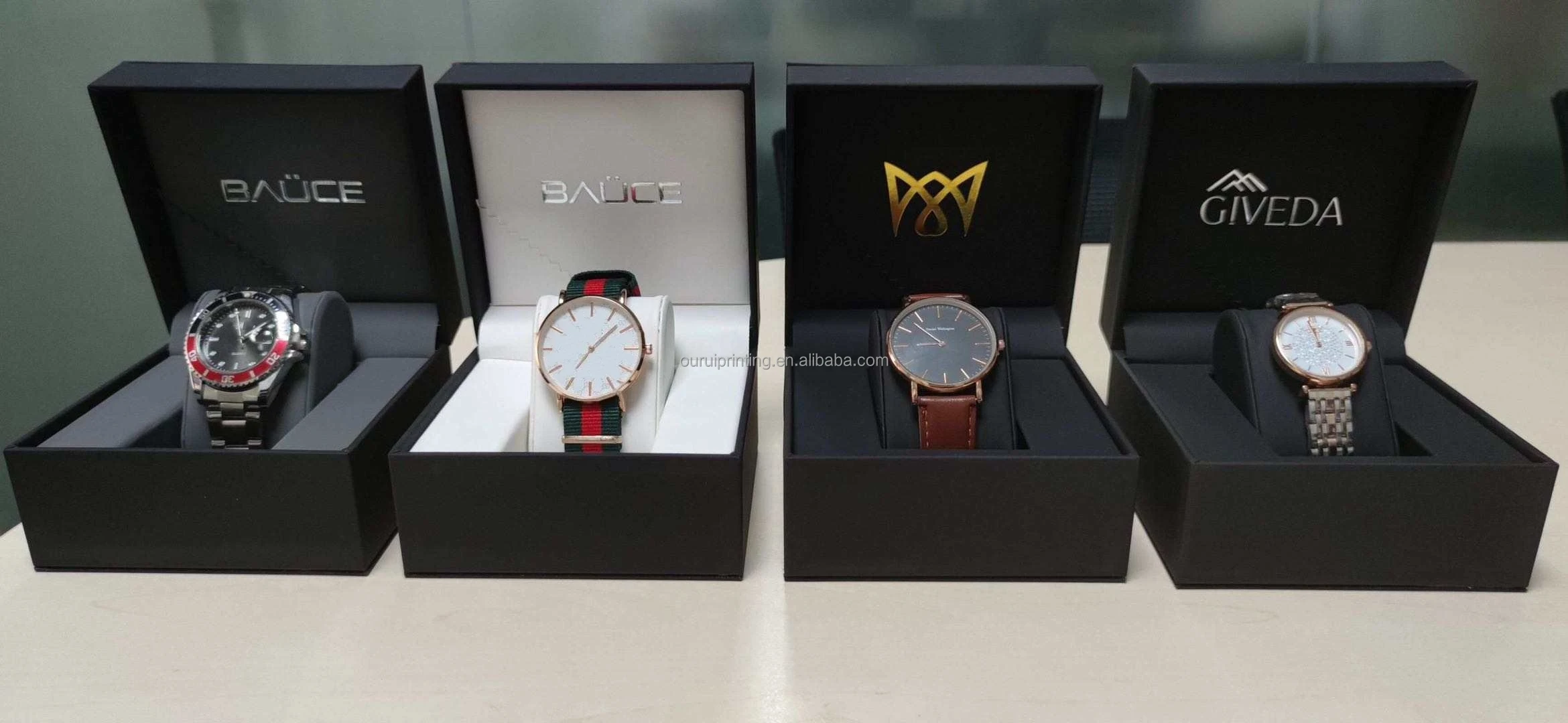 Black Luxury Pu Leather Watch Storage Packaging Gift Box Watch Box Custom Logo