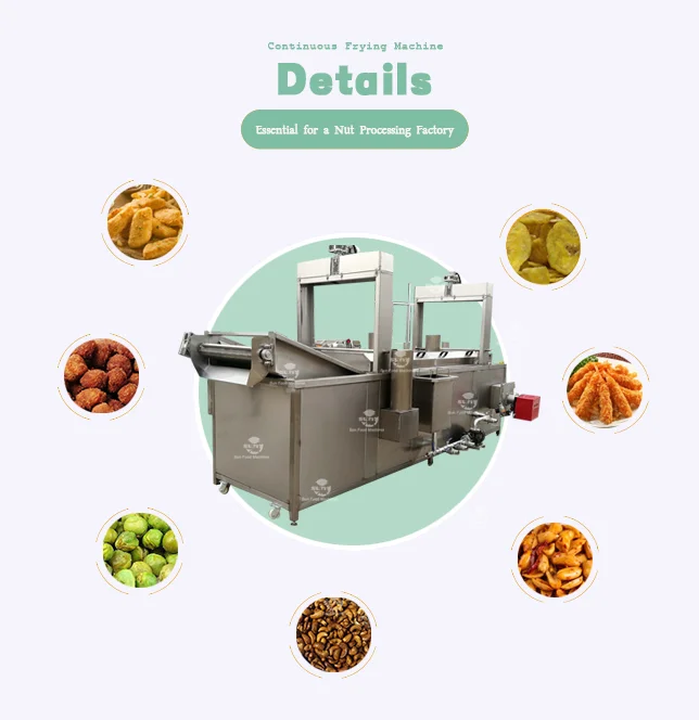 Automatic fish shrimp fryer machine commercial deep soyabean corn nut chicken frying machine continuous peanut nut fryers