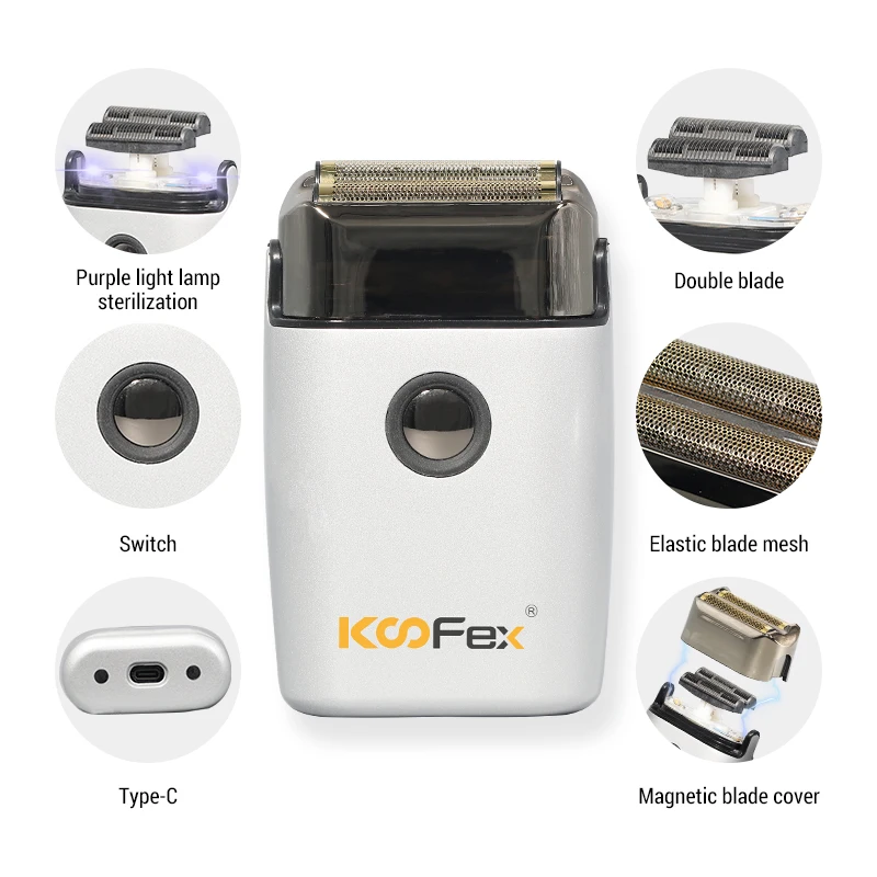 Портативная аккумуляторная бритва KooFex с USB-зарядкой 8500 об./мин. для мужчин беспроводная ультрафиолетовая лампа антибактериальная электрическая бороды