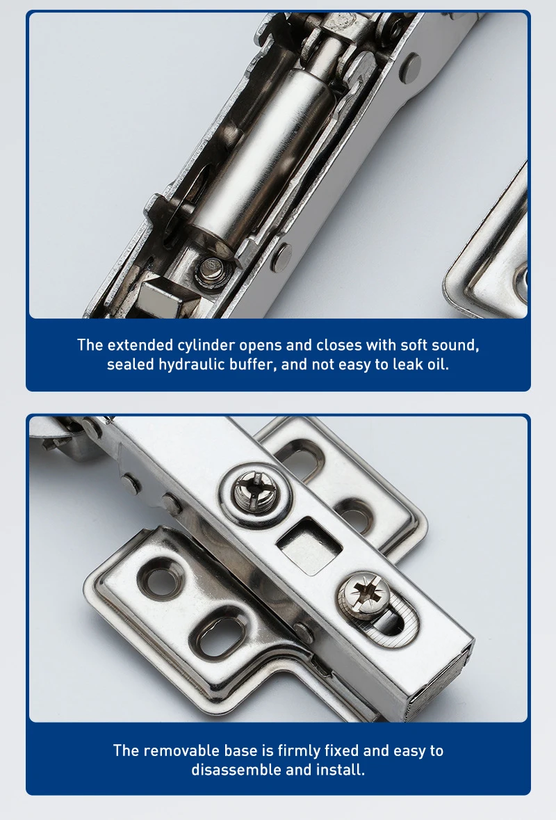 Removable Furniture Hinges Fully Cover Two-Way Cabinet Hinges Buffer Hydraulic Damping Wardrobe Door Spring Hinge Hardware
