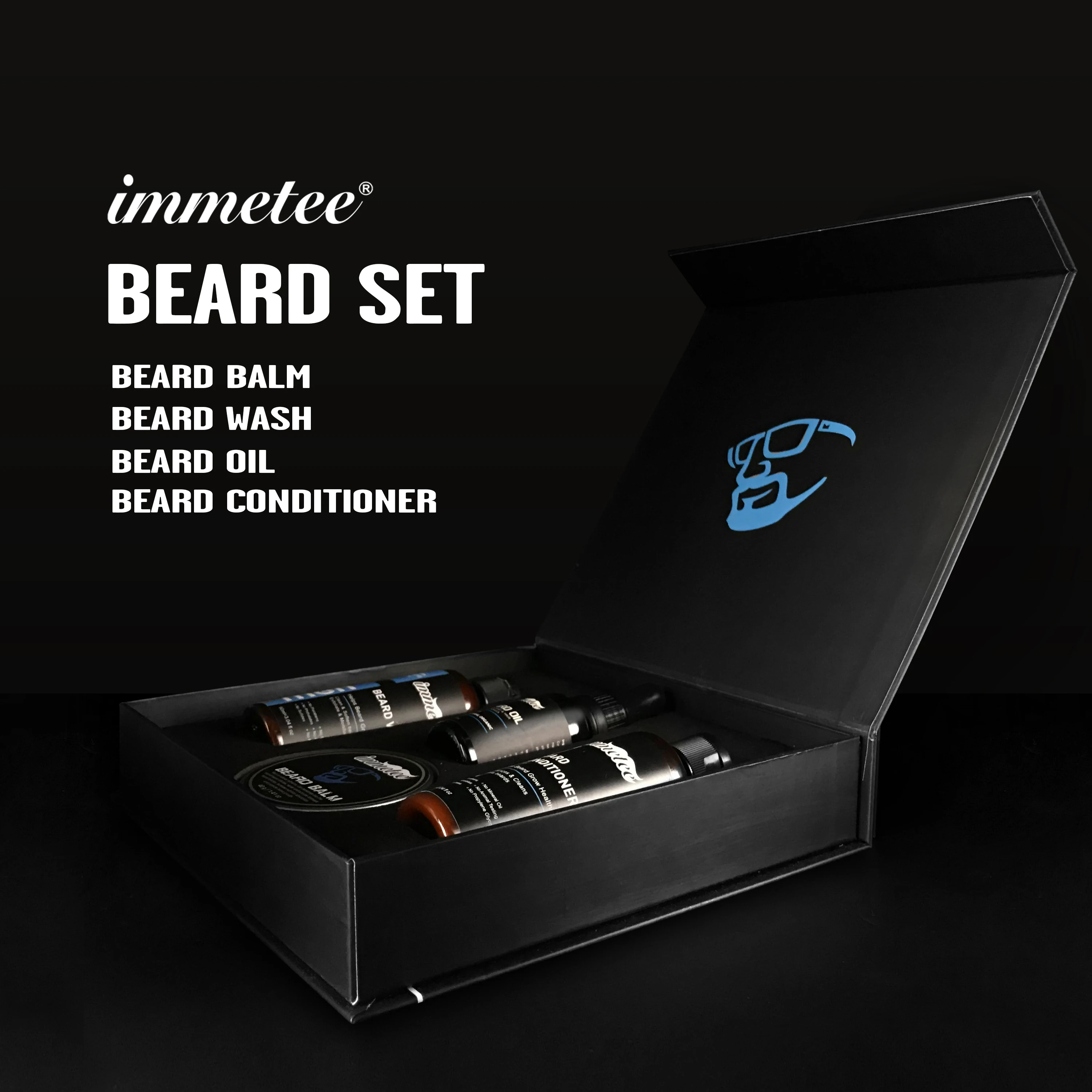 2020, подарочный набор для ухода за бородой, набор для ухода за бородой, набор для ухода за мужской бородой, 4 шт., умыватель и кондиционер для бороды, масло, бальзам, OEM