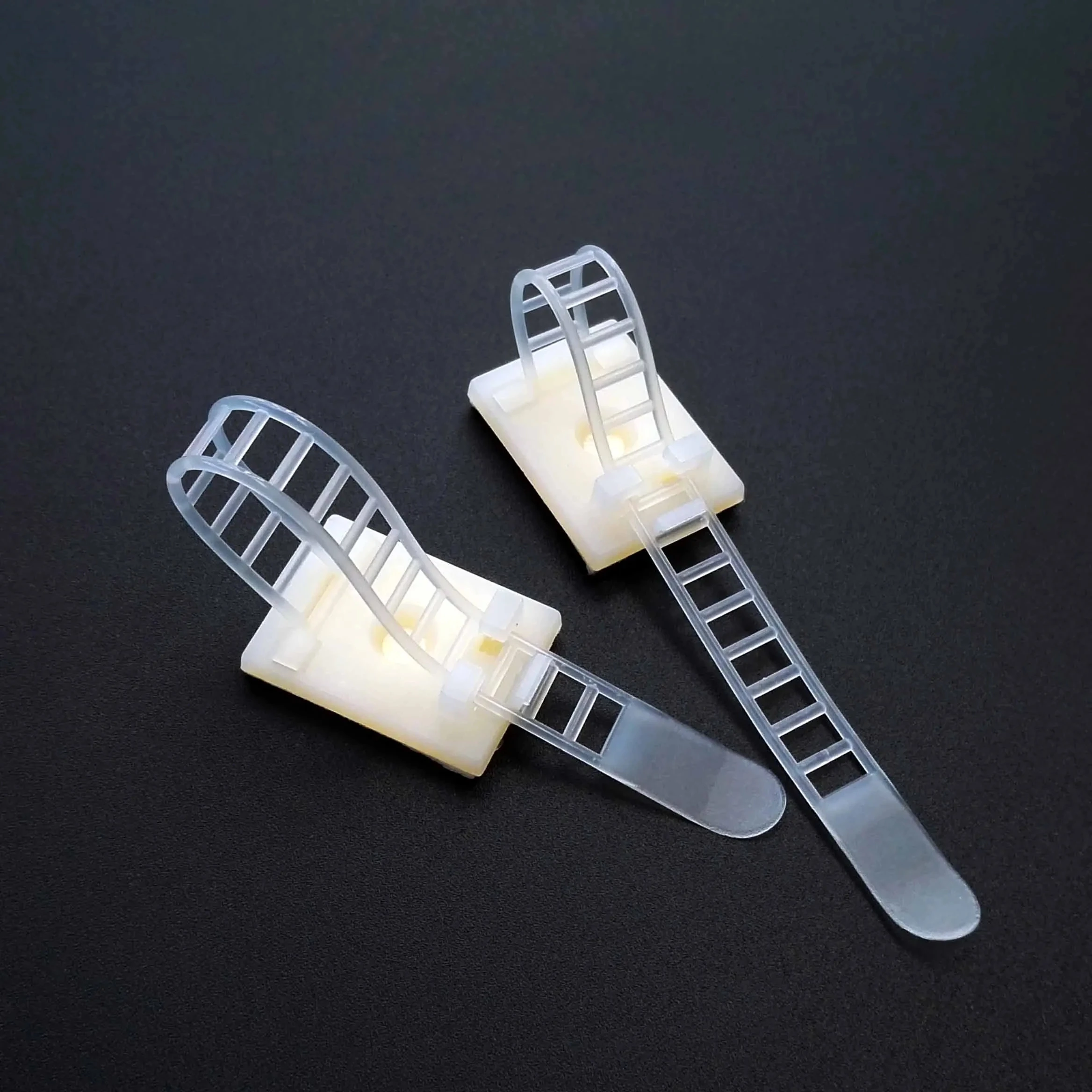 Black White Adjustable Self Adhesive Cable Clamp Clips Wire Cord Power Line Holder Management Organizer Ties Fixer Trim Wrap