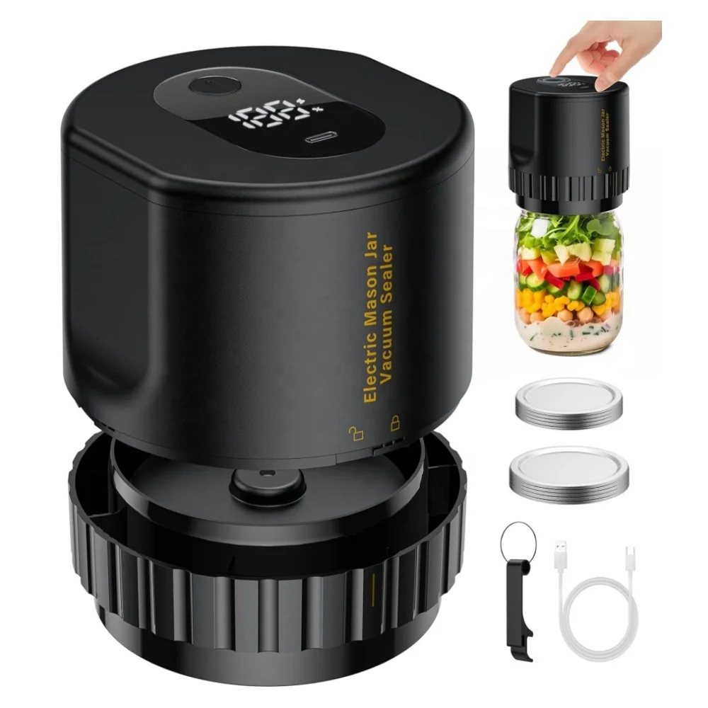 KZ-80 Electric Mason Jar Vacuum Sealer with Wide and Regular Mouth Lids for Foodsaver Canning Mason Jar Vacuum Sealing Machine