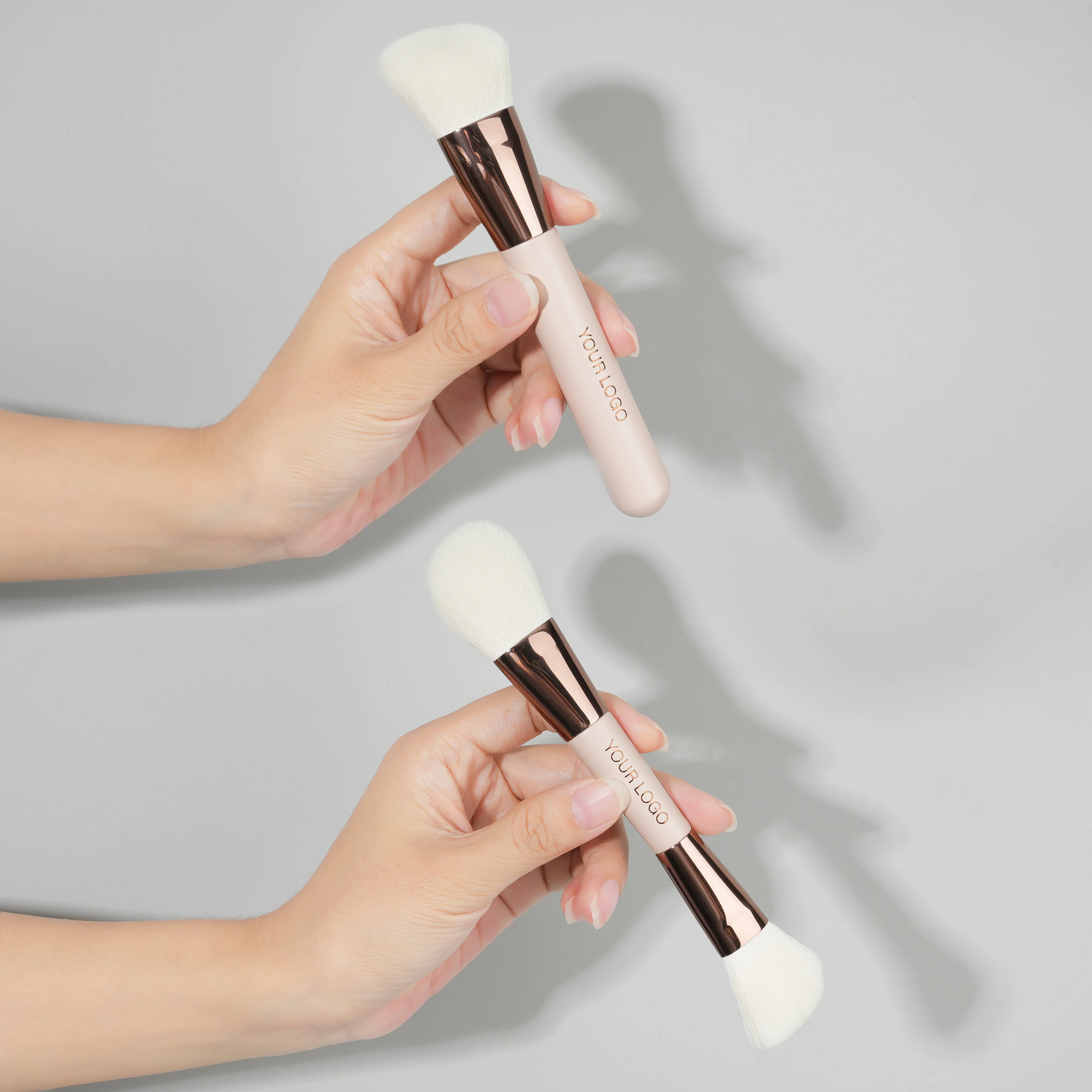 Travel pink makeup brush set rose gold aluminum tube face contour foundation brush high quality vegan synthetic hair brushes kit