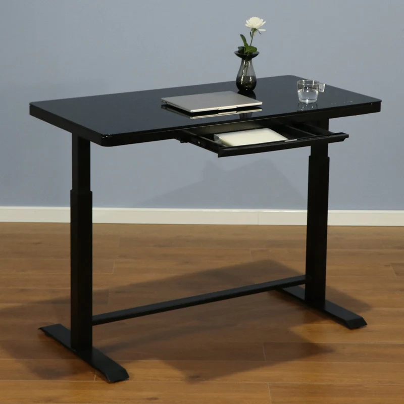 Low Price Smart Desk Glass Motorized Computer Desk Hight Electric Adjustable Desk with USB Charger Ports for computer