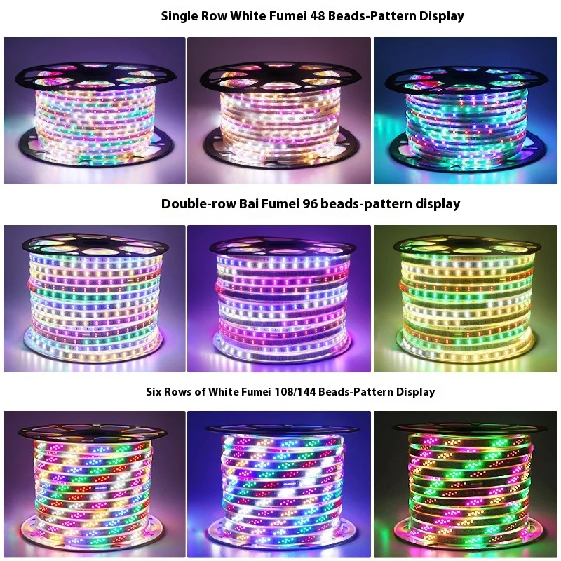 High Quality Long Lighting Life Waterproof Remote Voice Control 144led Colorful RGB Flexible 220v Led Strip Lights 2835