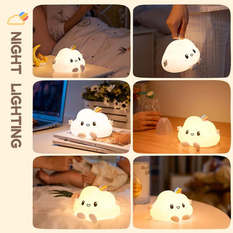 creative cute cloud shape led fancy night light lamps for kids children