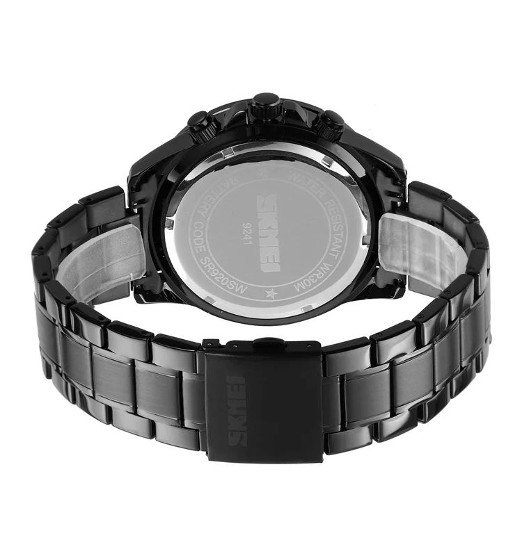 SKMEI 9241 3atm waterproof oem custom logo quartz watches mens stainless steel quartz goldlis watch