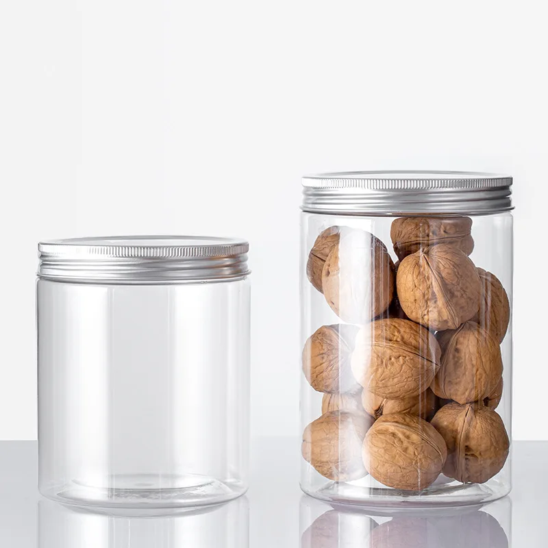 Food Grade Pop Cans PET Clear Plastic Jars With diameter 80mm 300# aluminum easy open end