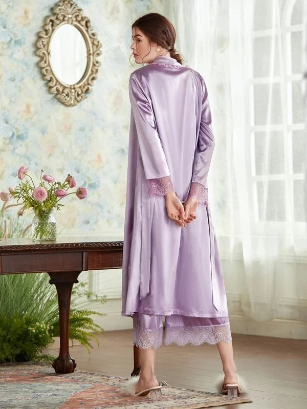 long sleeve satin robe custom design long silk nightgown robe